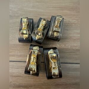 Vintage Audrey Silverplated with Gold Bow Napkin Rings (5)
